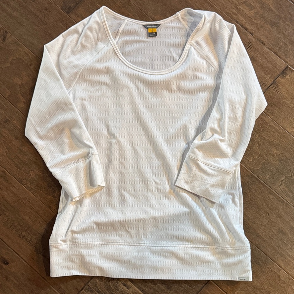 Eddie Bauer Textured White Long Sleeve Women's Tee